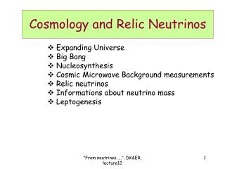 Cosmology and Relic Neutrinos