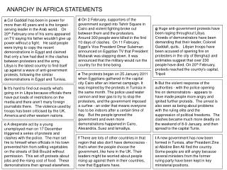 ANARCHY IN AFRICA STATEMENTS