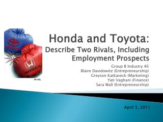 Honda and Toyota: Describe Two Rivals, Including Employment Prospects