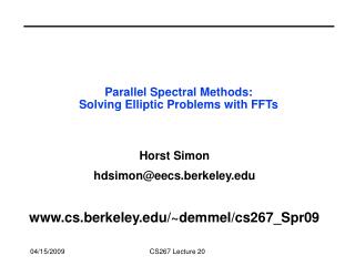 Parallel Spectral Methods: Solving Elliptic Problems with FFTs