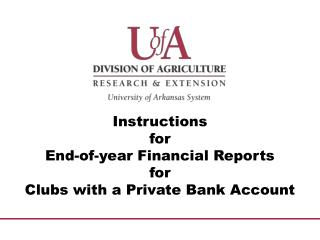Instructions for End-of-year Financial Reports for Clubs with a Private Bank Account