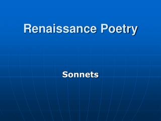 Renaissance Poetry