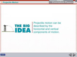 Projectile motion can be described by the horizontal and vertical components of motion.