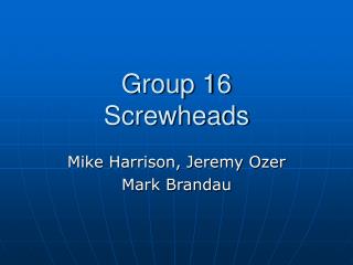 Group 16 Screwheads