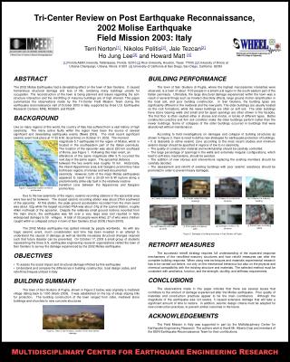 Tri-Center Review on Post Earthquake Reconnaissance, 2002 Molise Earthquake
