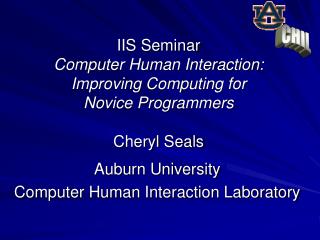 IIS Seminar Computer Human Interaction: Improving Computing for Novice Programmers Cheryl Seals