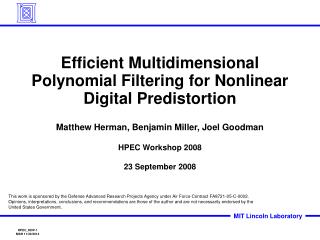 Efficient Multidimensional Polynomial Filtering for Nonlinear Digital Predistortion