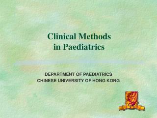 Clinical Methods in Paediatrics