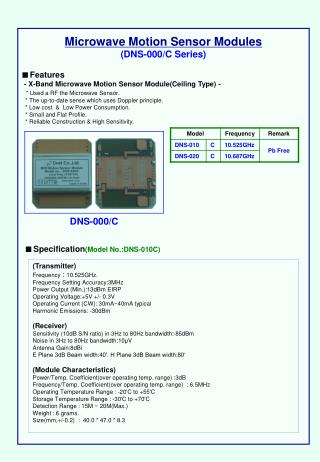 Microwave Motion Sensor Modules (DNS-000/C Series)