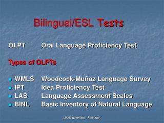 Bilingual/ESL Tests