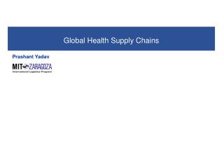 Global Health Supply Chains