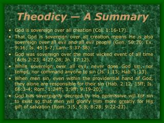 Theodicy — A Summary
