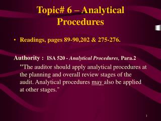 Topic# 6 – Analytical Procedures