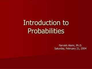 Introduction to Probabilities