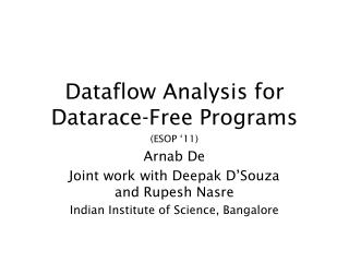 Dataflow Analysis for Datarace-Free Programs