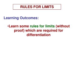 RULES FOR LIMITS