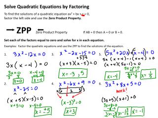 Solve Quadratic Equations by Factoring