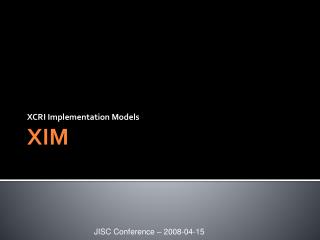 XCRI Implementation Models XIM