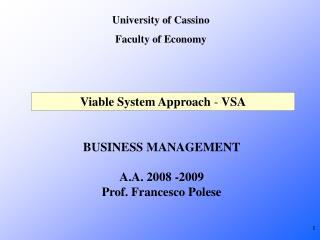 University of Cassino Faculty of Economy
