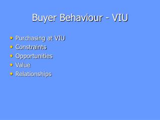 Buyer Behaviour - VIU