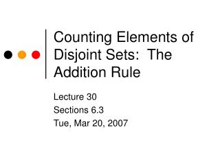 Counting Elements of Disjoint Sets: The Addition Rule