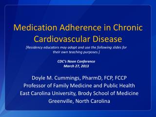 Medication Adherence in Chronic Cardiovascular Disease
