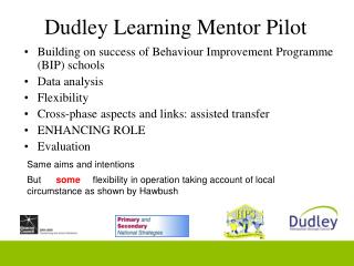 Dudley Learning Mentor Pilot