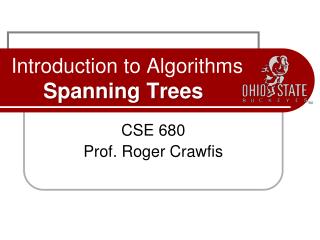 Introduction to Algorithms Spanning Trees
