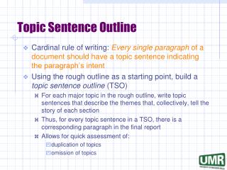 Topic Sentence Outline