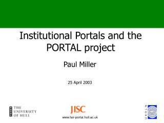 Institutional Portals and the PORTAL project