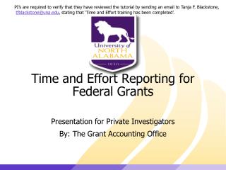 Time and Effort Reporting for Federal Grants