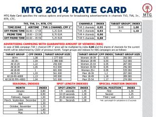 MTG 2014 RATE CARD