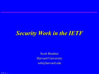 Security Work in the IETF