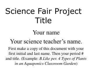 Science Fair Project Title