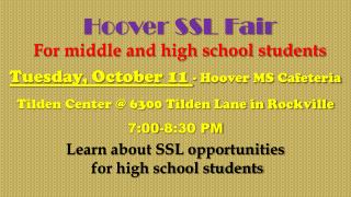 Hoover SSL Fair For middle and high school students