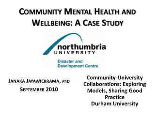 Community Mental Health and Wellbeing: A Case Study
