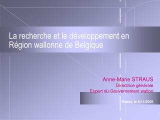 La recherche et le développement en Région wallonne de Belgique