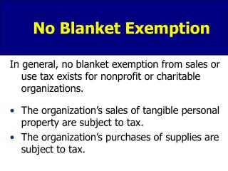 No Blanket Exemption