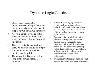 Dynamic Logic Circuits