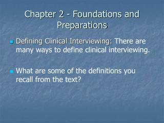 Chapter 2 - Foundations and Preparations