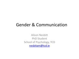 Gender &amp; Communication