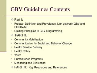 GBV Guidelines Contents