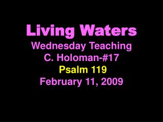 Living Waters Wednesday Teaching C. Holoman-#17 Psalm 119 February 11, 2009