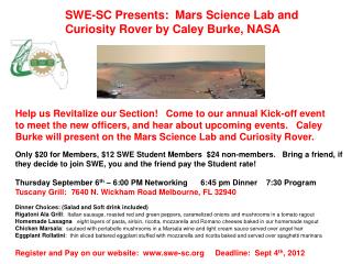 SWE-SC Presents: Mars Science Lab and Curiosity Rover by Caley Burke, NASA