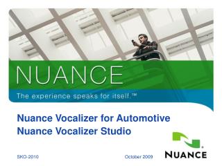 Nuance Vocalizer for Automotive Nuance Vocalizer Studio