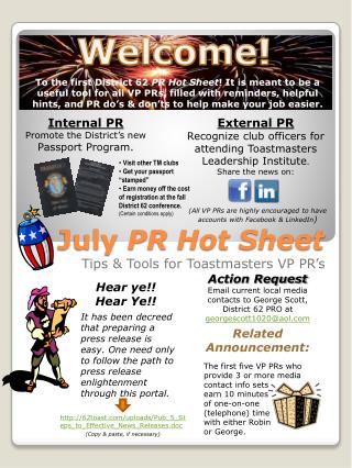 July PR Hot Sheet