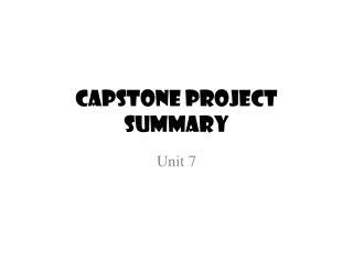 Capstone Project Summary