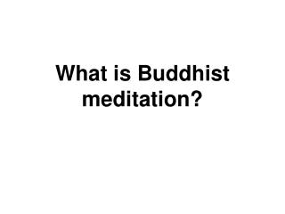 What is Buddhist meditation?