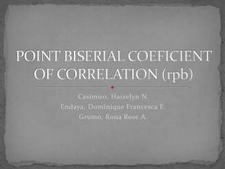 POINT BISERIAL COEFICIENT OF CORRELATION (rpb)