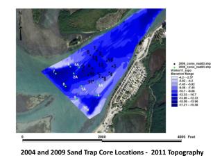 2004 and 2009 Sand Trap Core Locations - 2011 Topography
